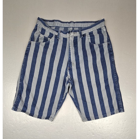 Wrangler Jean Shorts Mens 32. Vintage Wide Stripe Made In USA Blue Denim - Picture 1 of 7